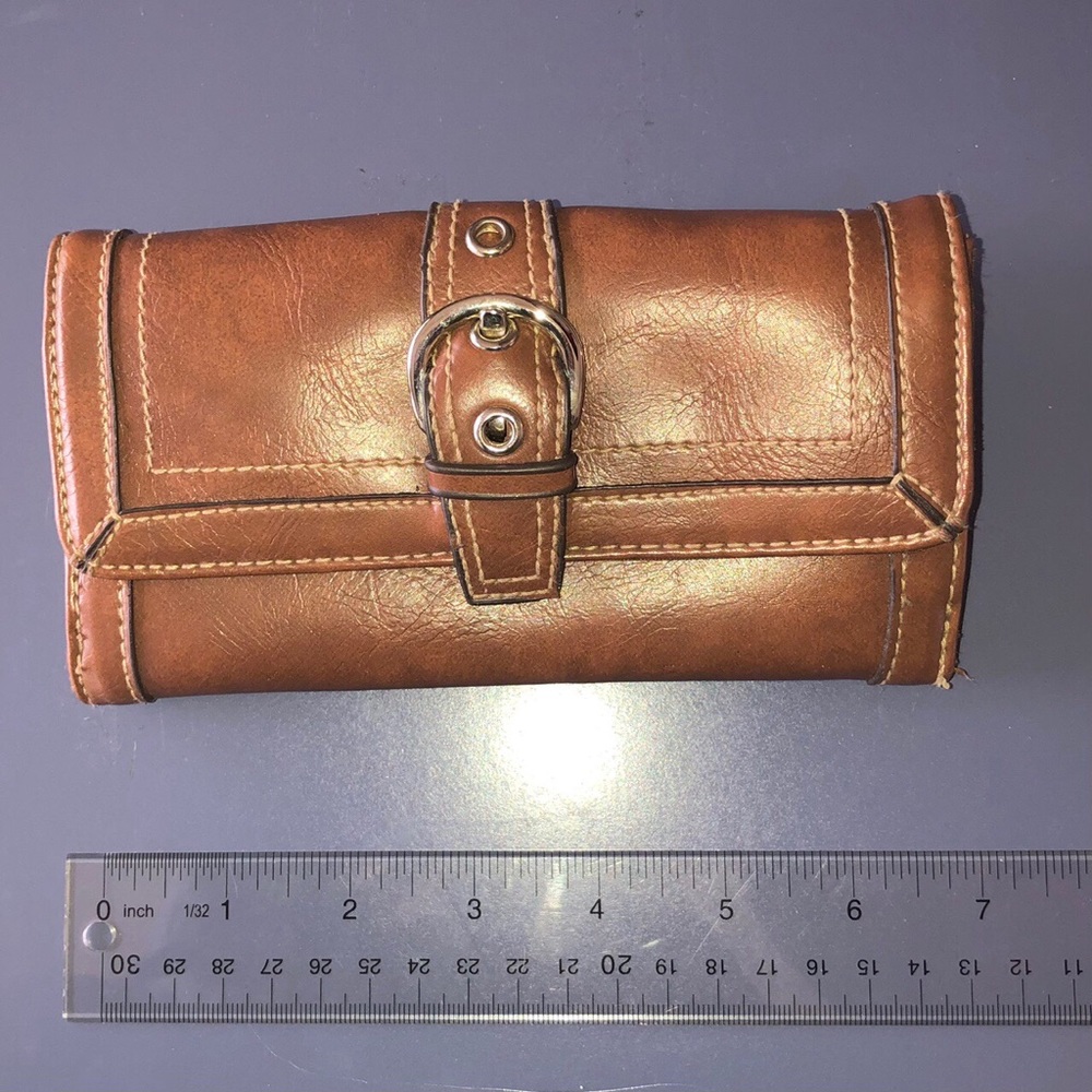 Cute Tan Brown Long Wallet with Cute Buckle Design